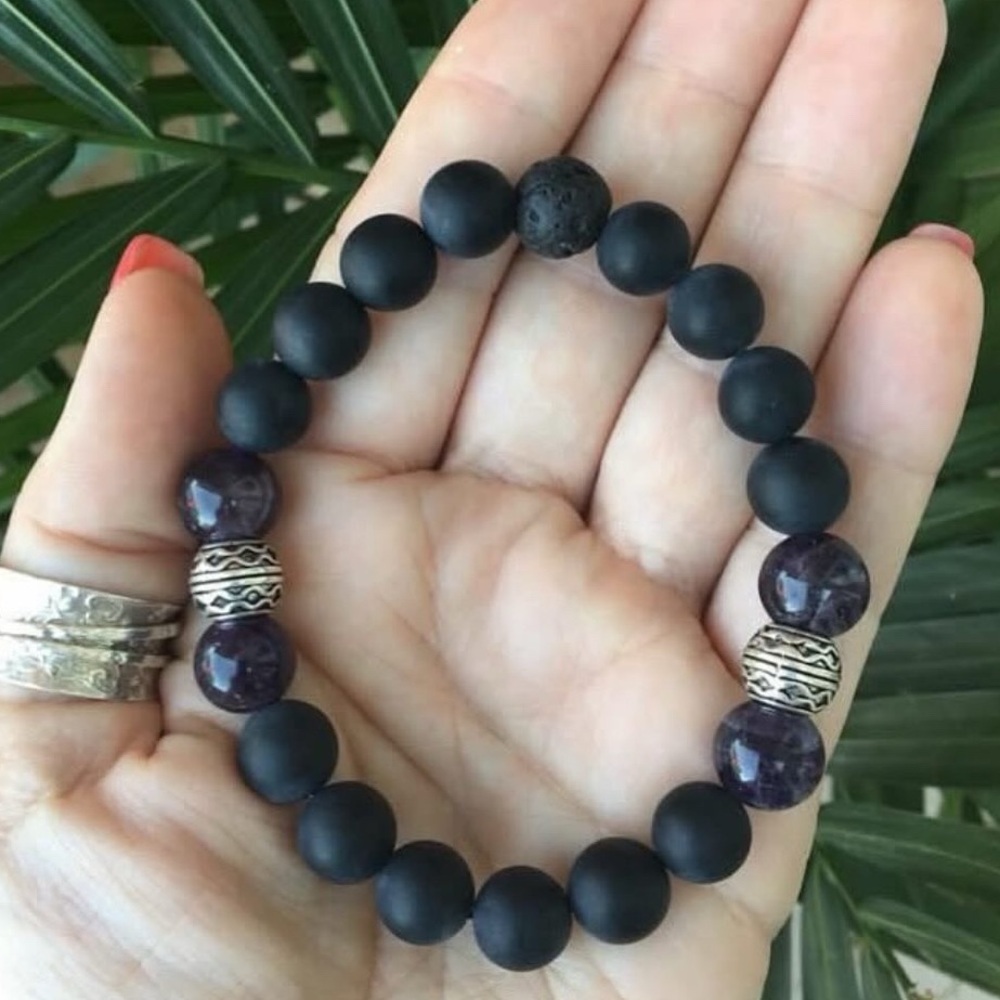 Onyx & Amethyst Men’s Custom Beaded Bracelet